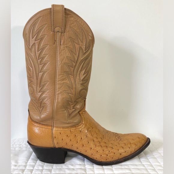 Vintage Justin 8737 Ostrich Quill Leather Boots. Sz 10E - Picture 6 of 15